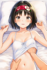 1girl, Erika (pokemon), camisole, no bra, pov, pov hands, hand on another&#039;s wais s-1802439587