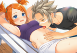 1girl, 1boy, Wes (pokemon), Rui (pokemon), sweat, sun, shade, outside, patio, wo s-2619431444