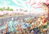 Eevees and Eeveelutions crowding river @wataame_133 @836123