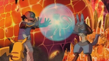 ash and a talking telepathic lucario use aura sphere to fucking kill mew