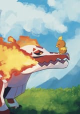 __torchic_and_skeledirge_pokemon_drawn_by_chufflepop__a698029a539977cc1bb8a3a4e80e2c57