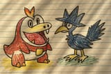 20250802_1559_Fuecoco and Murkrow Sketch_simple_compose_01k1p978h6e9fr3r7c6v8habkb