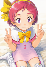 1girl, Pokemon, Margo (pokemon), white thighhighs, pink dress, smile, double pea s-226470442