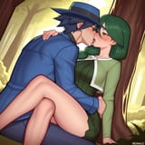 kissing in a woods