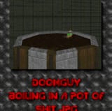 doomguy boiling in a pot of shit