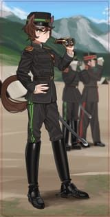 Tomoe in a North Korean uniform 