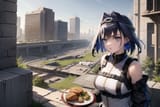09303-53797056-ouro kronii, 1girl, plate carrier, tactical clothes, ar-15, post-apocalypse, city, ruins