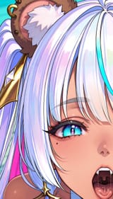 51203-3156013523-obj shep, mamaloni, rei _(sanbonzakura_), (honjou raita_0.65), 1girl, close-up, from above, cookieswirlc, white hair, blue eye