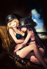 2girls,shoujo shuumatsu ryokou ,world_war_ii ,beach, battlefield ,pigeon666, 0.4 s-3009903193
