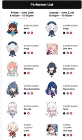 MOSO MATSURI PERFORMER LIST FOR 6-20 and 6-22