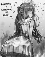 hime covered in cum and on fire