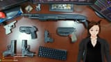 Guns set on the table