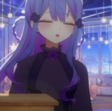ayu standing on her tippy toes for a kiss