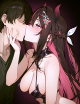 59672-azki _(hololive_), black hair, long hair, half updo, purple eyes s-849696647