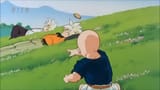 Krillin throws a rock at Goku [Japanese]