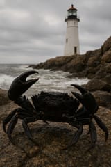 20250704_0720_Crab by Lighthouse_simple_compose_01jz99d17ffbtr4nj4g80n5s37