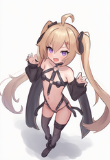 nsfw, 1girl, very long hair, twintails, dark blonde hair, long ahoge, purple eye s-401112434