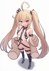 nsfw, 1girl, very long hair, twintails, dark blonde hair, long ahoge, purple eye s-4109322903