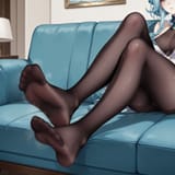 51618-3322677165-obj shep, mamaloni, rei _(sanbonzakura_), (honjou raita_0.65), 1girl, clarakaminari, blue hair, pantyhose, lower body, foot f