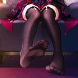 51623-3466092282-obj shep, mamaloni, rei _(sanbonzakura_), (honjou raita_0.65), 1girl, irys _(hololive_), thighhighs, lower body, foot focus, in