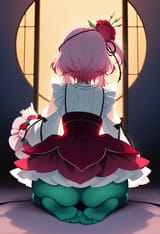 05753-3693128070-obj shep, mamaloni, rei _(sanbonzakura_), (honjou raita_0.65), 1girl, rosemi lovelock, seiza, from behind, soles, green pantyho