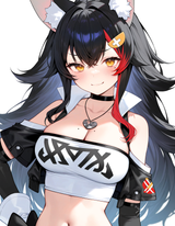 60975-ookami mio, black hair, yellow eyes, smirk, large breasts, saggi s-892659992