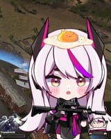 Ari with an egg on her head