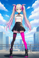 Lia posing in city