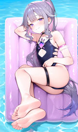 61870-koseki bijou, grey hair, purple eyes, ponytail, (loli, flat ches s-398276553