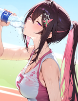 62419-azki _(hololive_), purple eyes, black hair, long hair, hair tie, s-1626740010