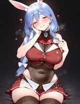 62559-pekomama, blue hair, hair over shoulder, red eyes, large breasts s-3145665647