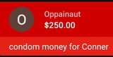 condom money for connor