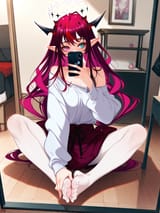 05785-3383006986-obj shep, mamaloni, rei _(sanbonzakura_), (honjou raita_0.65), 1girl, irys _(irys 2.0_) _(hololive_), close-up, pantyhose, kne
