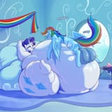 2869828__explicit_alternate+version_artist-colon-sirmasterdufel_rainbow+dash_rarity_pegasus_pony_unicorn_balls_belly_big+balls_big+belly_creampie_cum_cum+in+nav