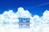 Konachan.com - 59355 amemura animal bird blue clouds dress hat landscape long_hair original scenic sky summer water