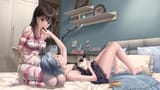 yande.re 797582 bondage haneru lingerie neko no_bra pantyhose see_through skirt_lift yuri