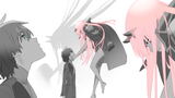 yande.re 456841 bladedvaults92 darling_in_the_franxx hiro_(darling_in_the_franxx) horns naked_cape uniform zero_two_(darling_in_the_franxx)