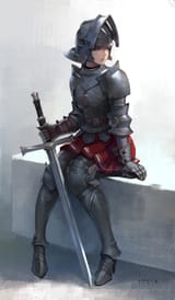 sitting girl_knight by YEONJUN PARK (ma-jo-girl-knight)
