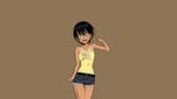 wallpaper-misc-shiden-akira-01-chinatsu-no-umi-chinatsu-shorthair-blackhair-shortpants-tanned-blueeyes-girl-manga