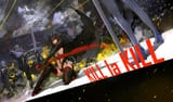 Konachan.com - 169808 black_hair blonde_hair blueman glasses gray_eyes group hat inumuta_houka kill_la_kill matoi_ryuuko navel short_hair skirt sword thighhighs weapon
