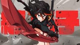Konachan.com - 171158 armor black_hair blue_eyes horns kill_la_kill matoi_ryuuko red_hair short_hair sword underboob uniform watermark weapon