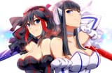 Konachan.com - 179680 2girls black_hair blue_eyes breasts choker cleavage elbow_gloves kill_la_kill kiryuin_satsuki long_hair matoi_ryuuko short_hair umakatsuhai