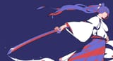 Konachan.com - 181481 allenkung1 blue japanese_clothes katana kill_la_kill kiryuin_satsuki ponytail sword weapon