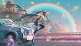 Konachan.com - 353507 car clouds hatsune_miku music rainbow saihate vocaloid