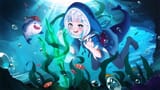 Konachan.com - 326095 animal barefoot bubbles fish fukuro_ko_(greentea) gawr_gura hololive hoodie tail underwater water