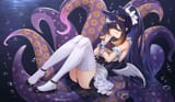 Konachan.com - 349282 book bow bubbles gloves hololive long_hair maid nr_noir panties ponytail purple_hair tentacles thighhighs underwater underwear upskirt water wings