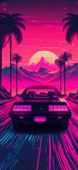synthwave-car-on-the-road-wallpaper