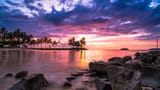 beach-sunset-resort-5K-wallpaper