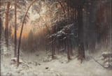 ludwig_lanckow_-_snow_clad_forest_at_sunset__1897