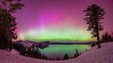 Aurora over Crater Lake in Southern Oregon